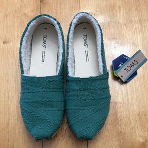 TOMS Green Cozy Slip-Ons